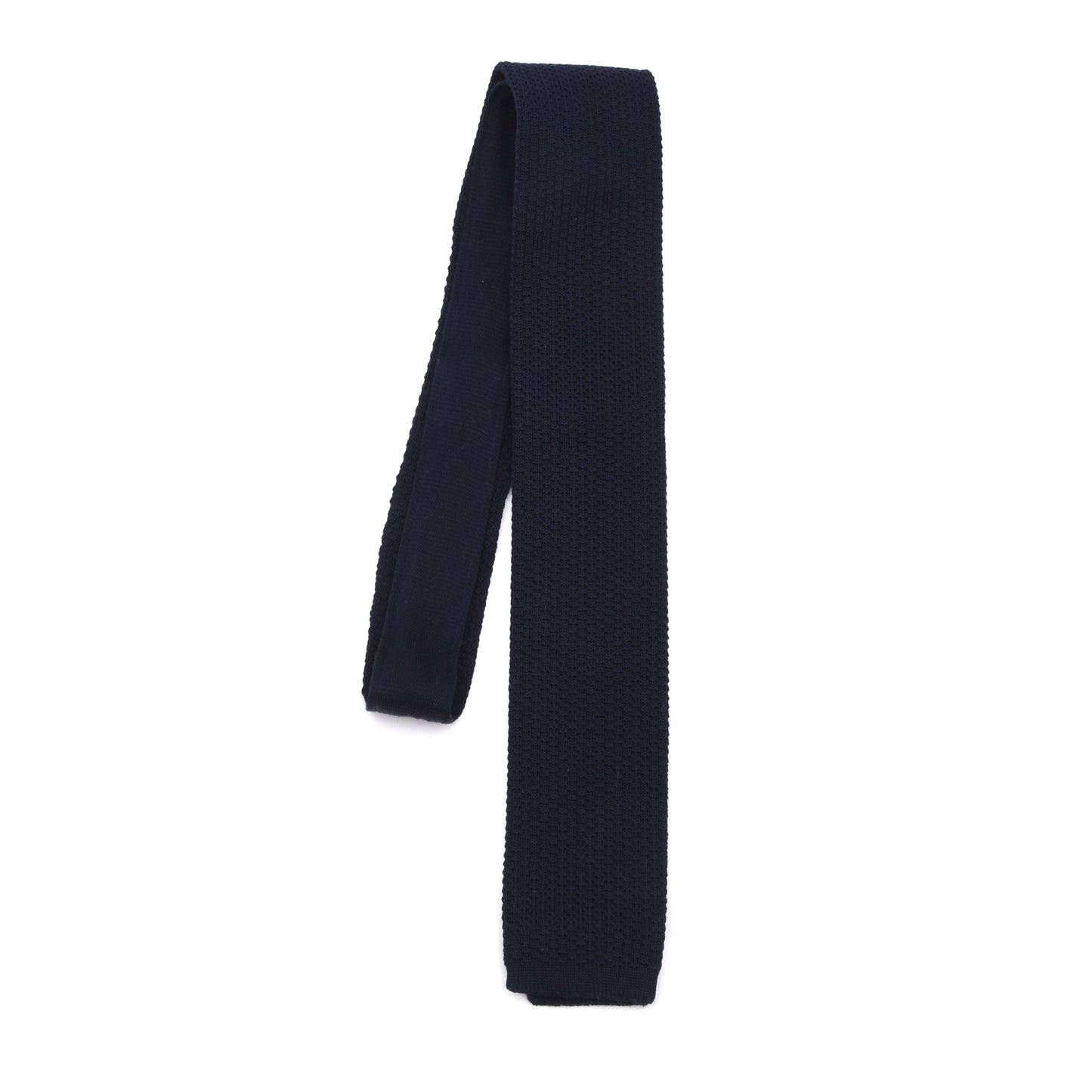 Ascot Cotton Knit Tie - Navy Blue