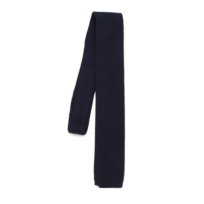 Ascot Cotton Knit Tie - Navy Blue