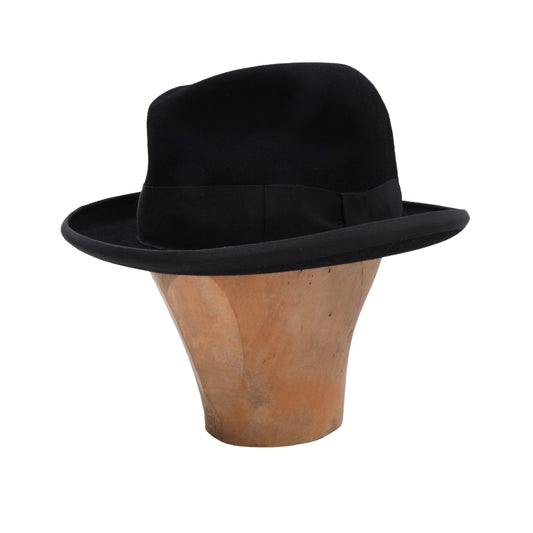 Vintage Anton Pichler Homburg Hut 5,5cm Krempe Größe 56 - Schwarz