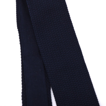 Ascot Cotton Knit Tie - Navy Blue