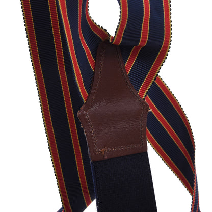 Classic Ribbon Braces/Suspenders - Navy/Red