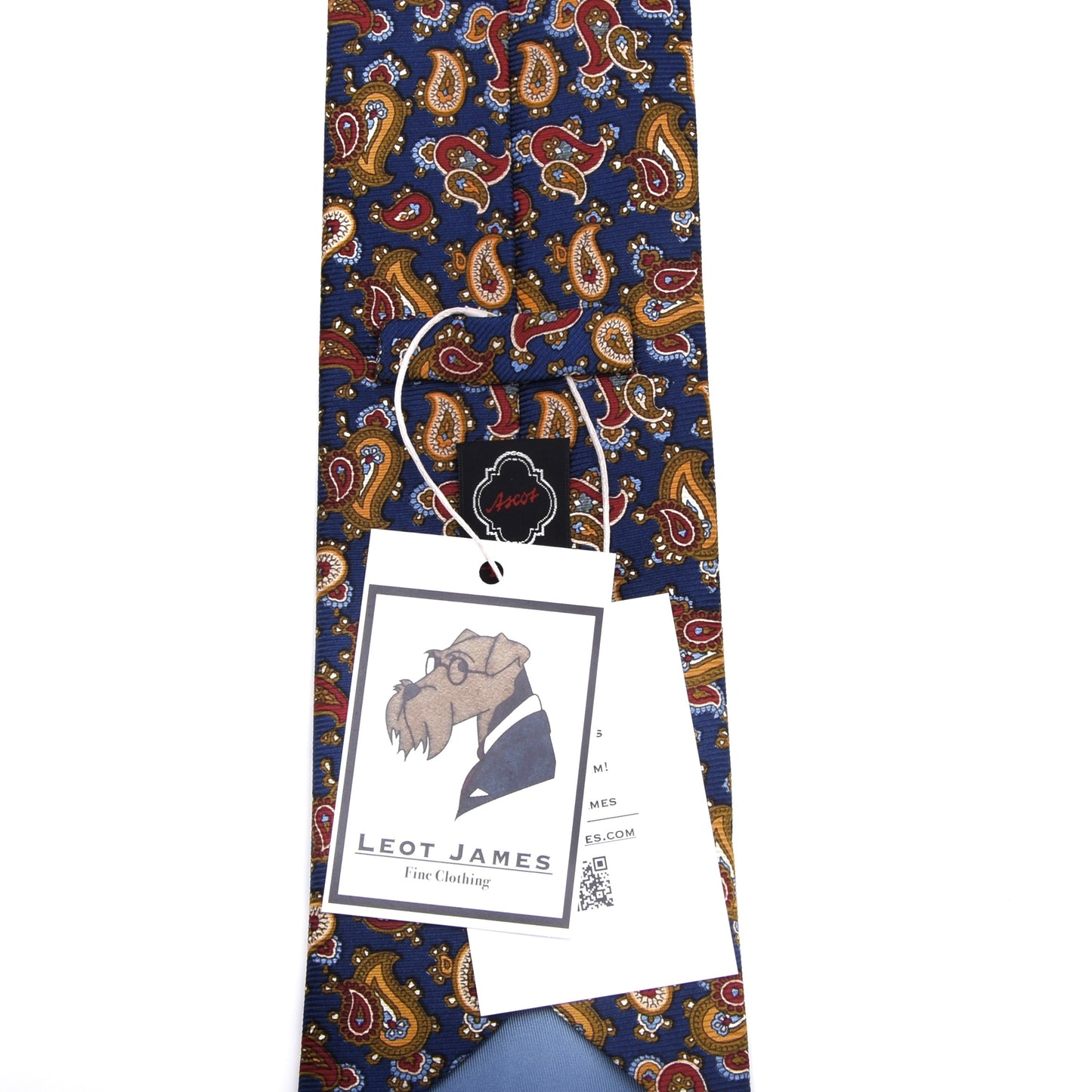 Ascot Seidenkrawatte ca. 155.5cm/10cm Made in Germany - Blau Paisley