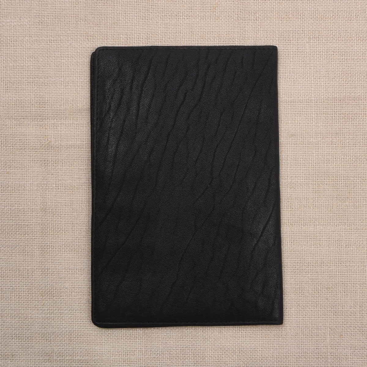 NOS Genarbtes Leder Reisebrieftasche - Schwarz