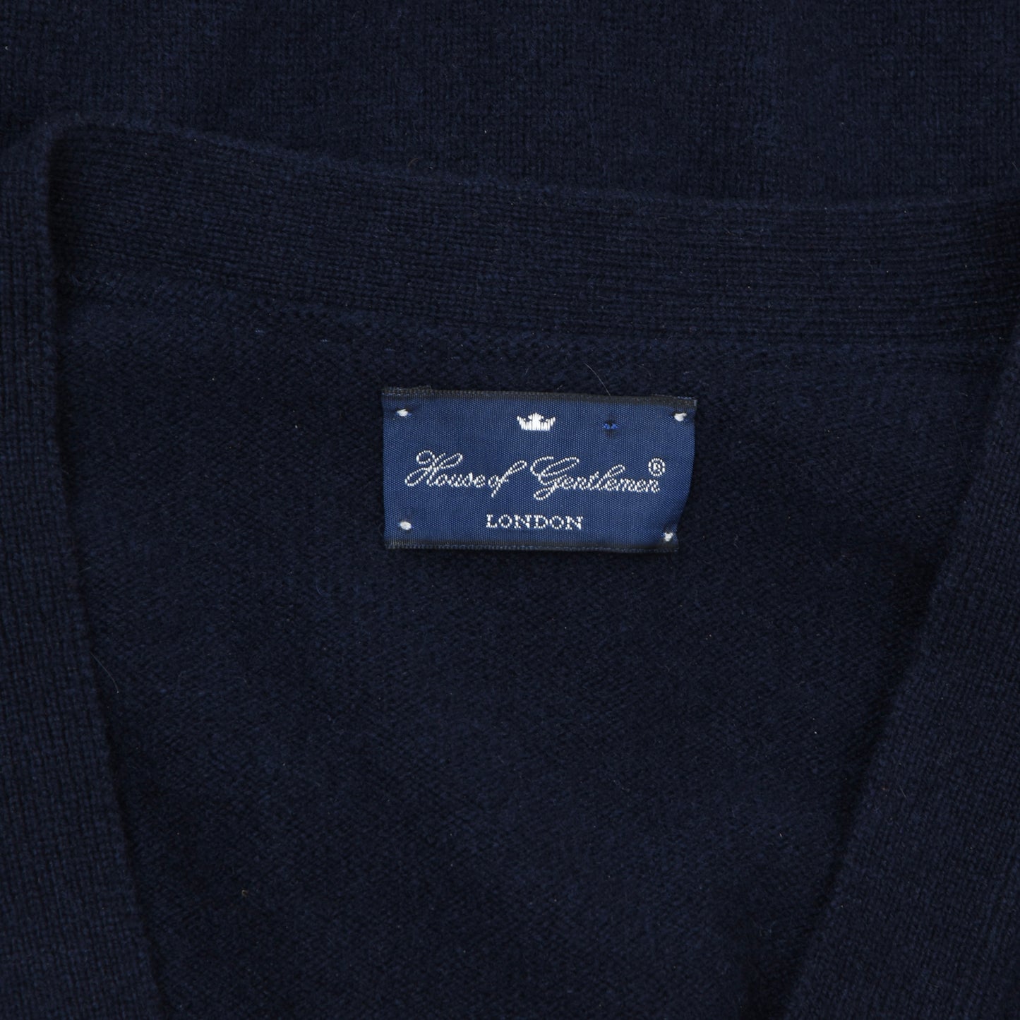 House of Gentlemen 100% Wool Cardigan Sweater Chest ca. 56cm - Navy Blue