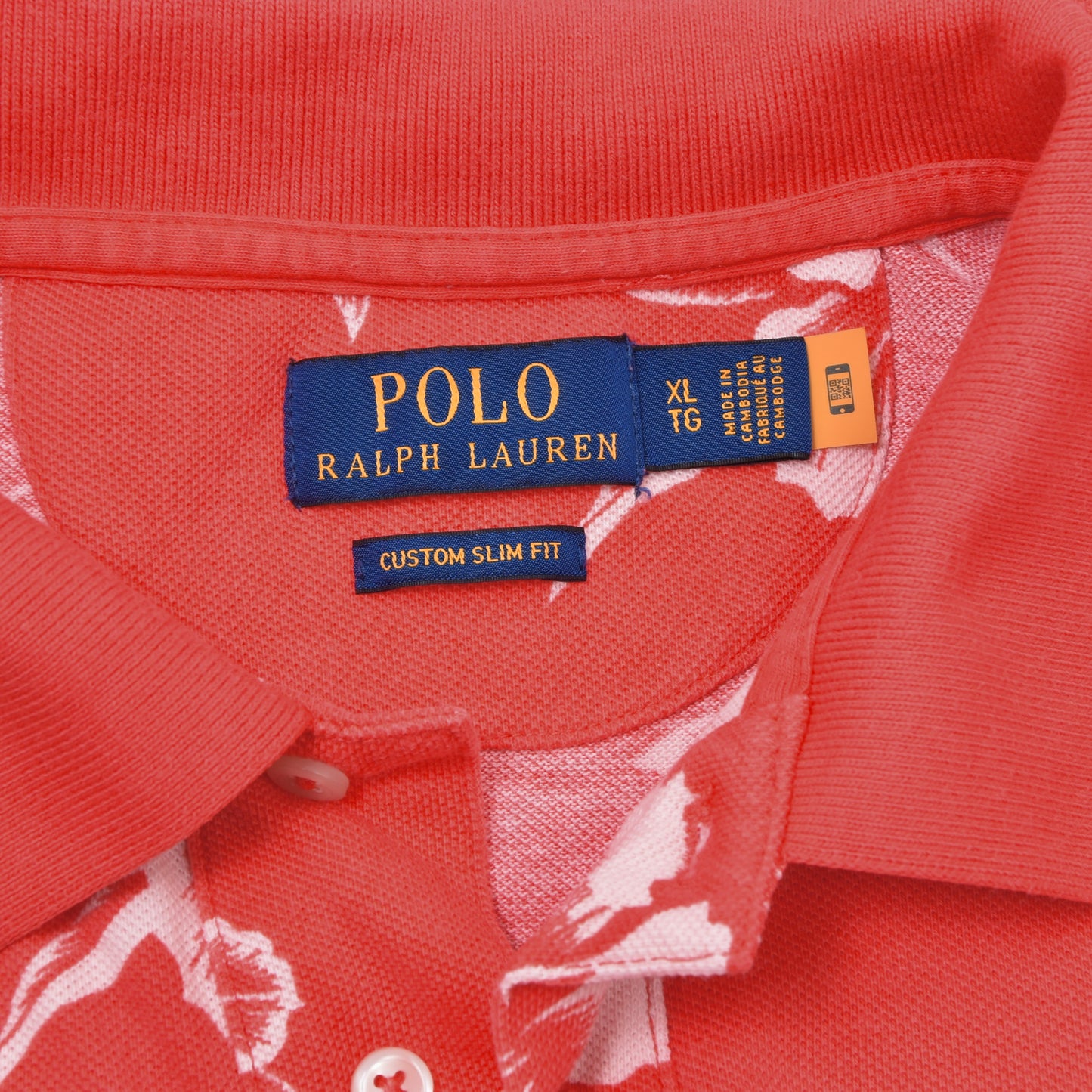 2x Polo Ralph Lauren Polo Shirts Size XL Custom Slim Fit - Coral/Navy Hawaiian