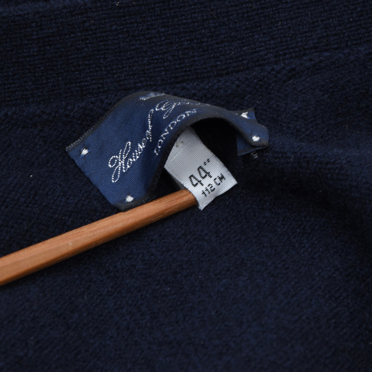 House of Gentlemen 100% Wool Cardigan Sweater Chest ca. 56cm - Navy Blue
