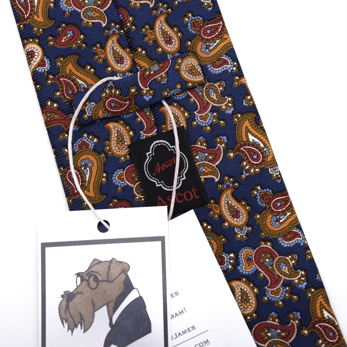 Ascot Seidenkrawatte ca. 155.5cm/10cm Made in Germany - Blau Paisley