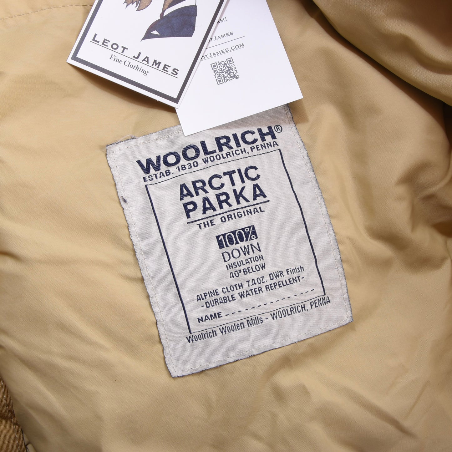 Woolrich Arctic Parka Feat. Coyote Hood Size M ca. 62cm - Beige/Tan