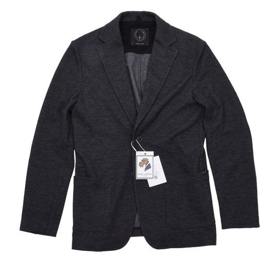 Tonello Unstrukturierte Woll-Baumwoll-T-Jacke Größe S Brust ca. 47,5cm - Grau