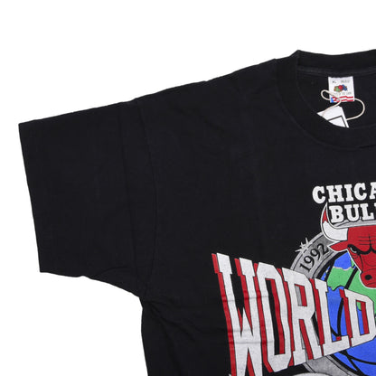 Vintage 1992 Chicago Bulls Championship T-Shirt Made in USA Größe XL ca. 59cm - Schwarz