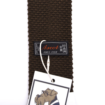 Ascot Seide-Strickkrawatte – Braun