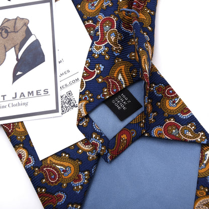 Ascot Seidenkrawatte ca. 155.5cm/10cm Made in Germany - Blau Paisley