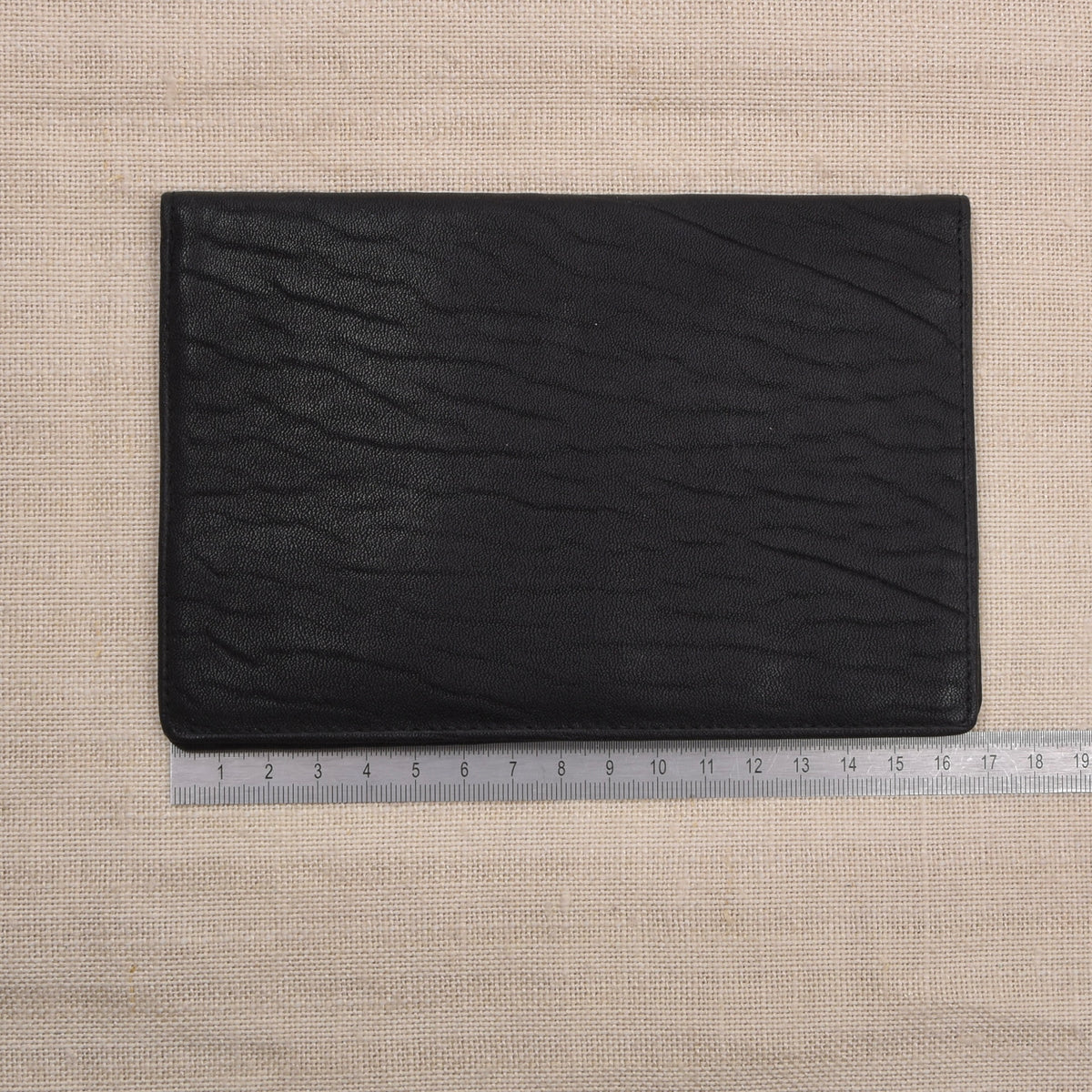 NOS Genarbtes Leder Reisebrieftasche - Schwarz