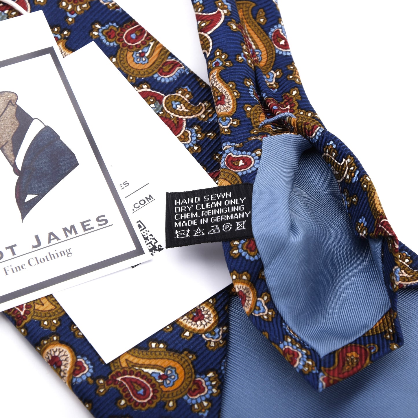 Ascot Seidenkrawatte ca. 155.5cm/10cm Made in Germany - Blau Paisley