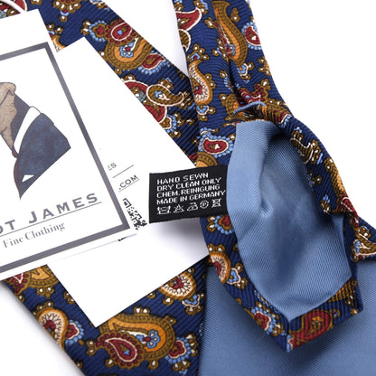 Ascot Seidenkrawatte ca. 155.5cm/10cm Made in Germany - Blau Paisley