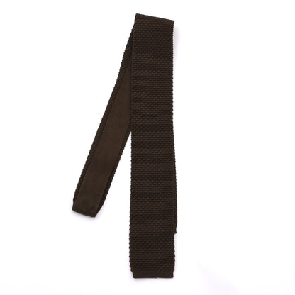 Ascot Seide-Strickkrawatte – Braun