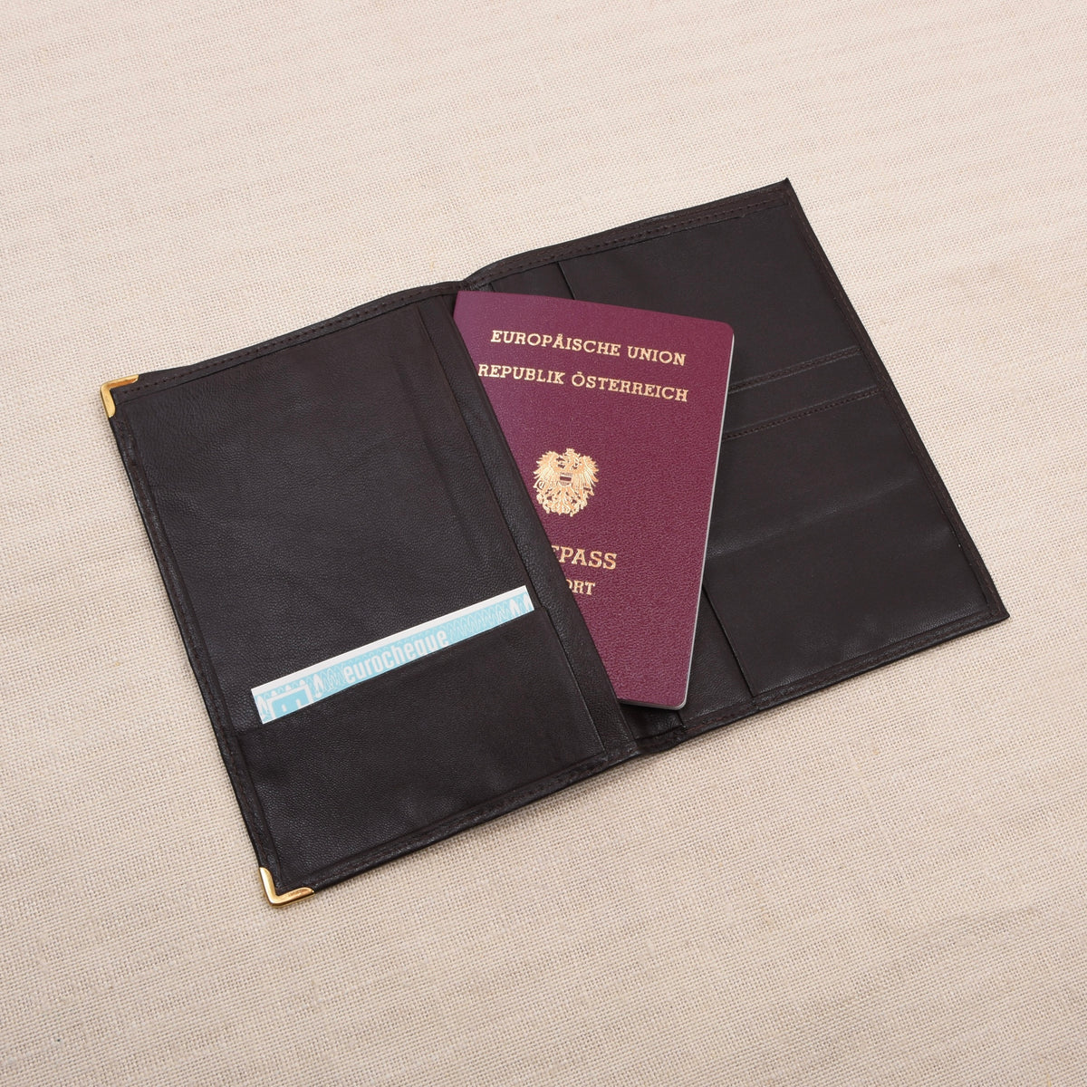 NOS Butter-Soft Leather Travel Wallet and Passport Cover - Brown