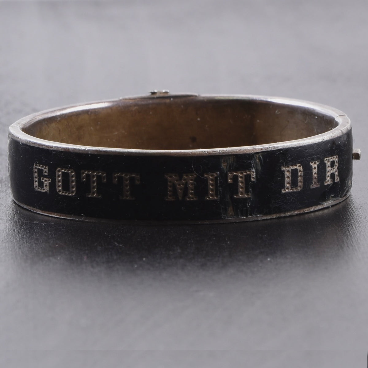 Antique 19. Jh. Historismus GOTT MIT DIR Emaille Armreif