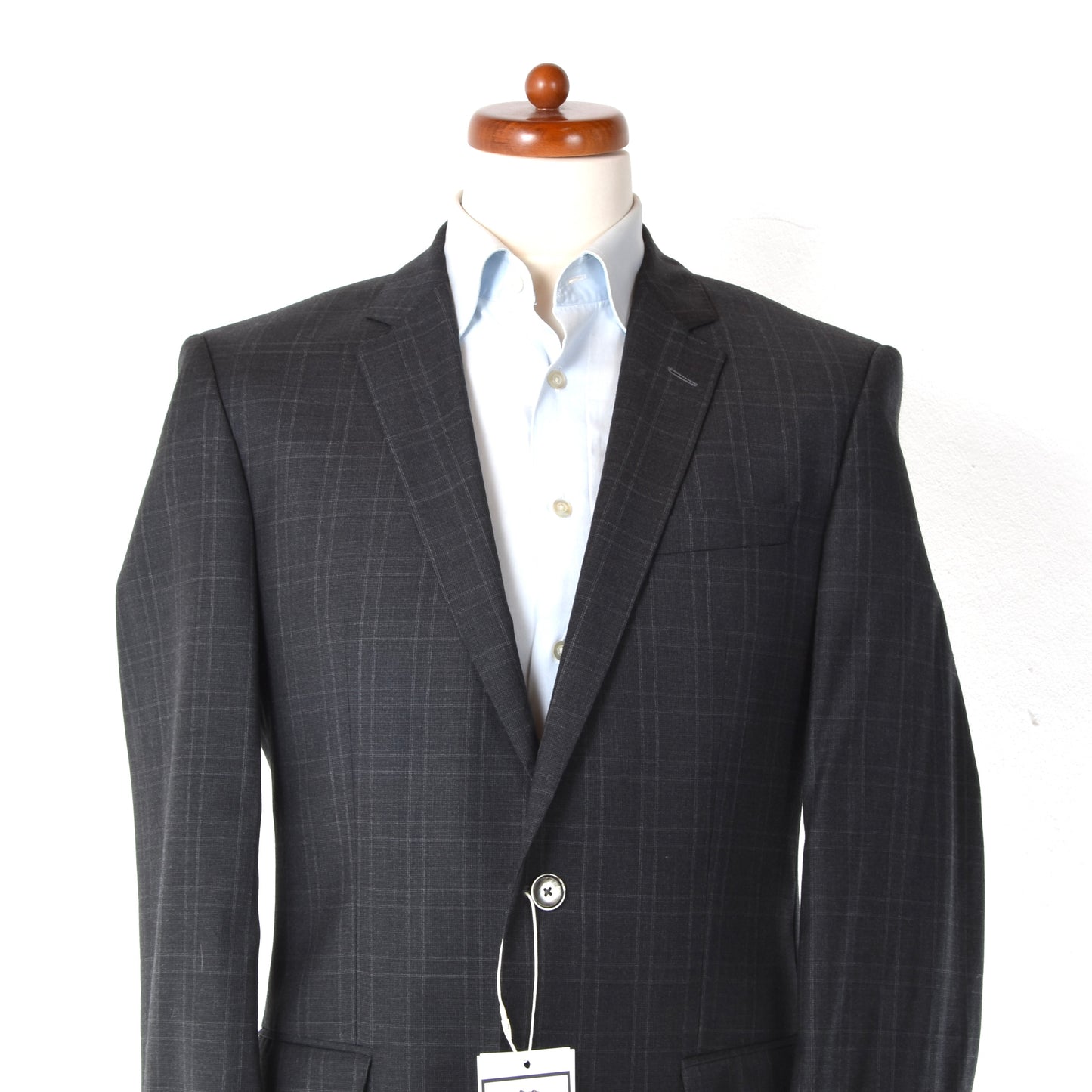 Hugo Boss Wool Suit Chest ca. 53cm - Grey Plaid