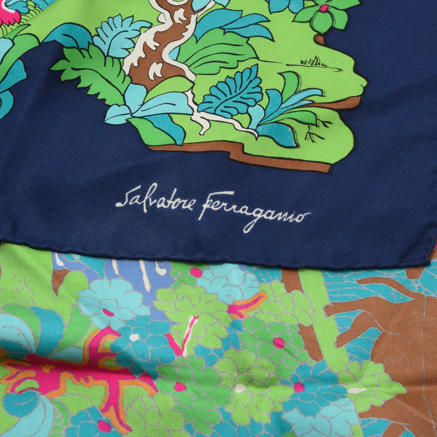 Vintage Salvatore Ferragamo Silk Scarf - Rice Paddy