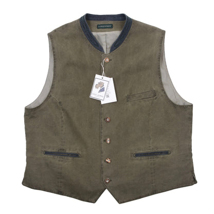 Lodenfrey Cotton Vest/Trachtengilet Chest Size 56 ca. 62cm - Green