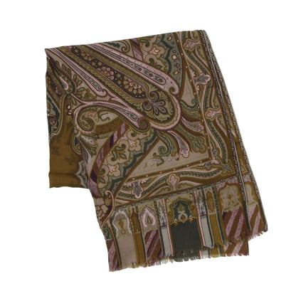 Etro Wool-Silk Scarf ca. 160cm - Green Paisley