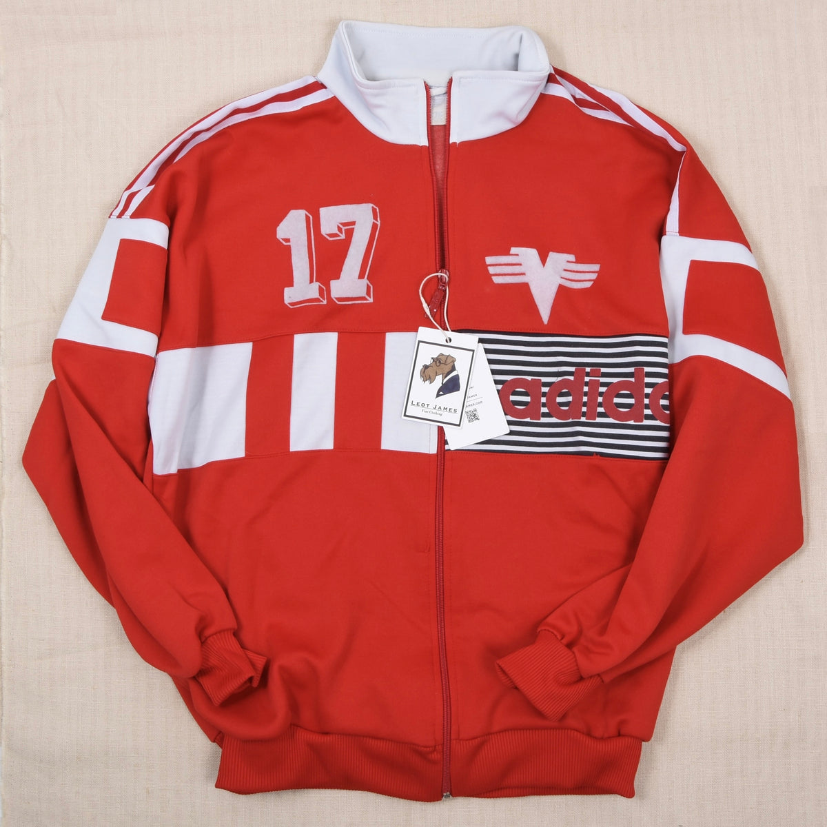 Vintage Silver Label Adidas Trainingsjacke Gr. D5 – Rot/Weiß