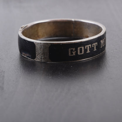 Antique 19. Jh. Historismus GOTT MIT DIR Emaille Armreif