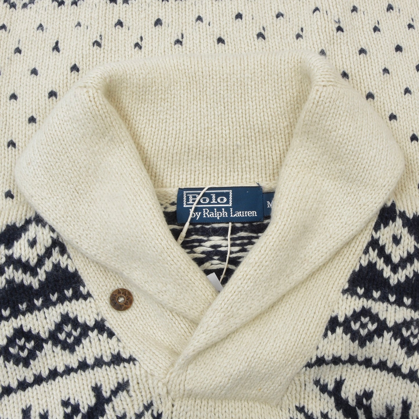 Polo Ralph Lauren Cotton/Angora/Cashmere Shawl Collared Sweater Size M - Reindeer