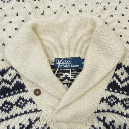 Polo Ralph Lauren Cotton/Angora/Cashmere Shawl Collared Sweater Size M - Reindeer