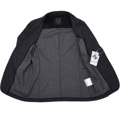 Tonello Unstrukturierte Woll-Baumwoll-T-Jacke Größe S Brust ca. 47,5cm - Grau