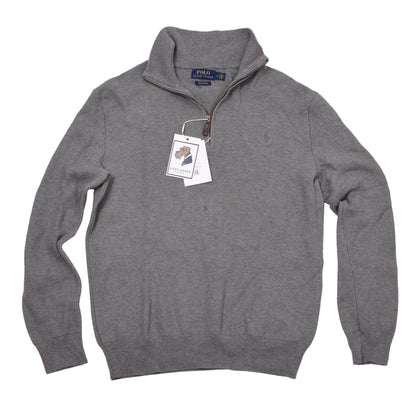 Polo Ralph Lauren Pima Cotton 1/4 Zip Sweater Size M Chest ca. 51cm - Grey
