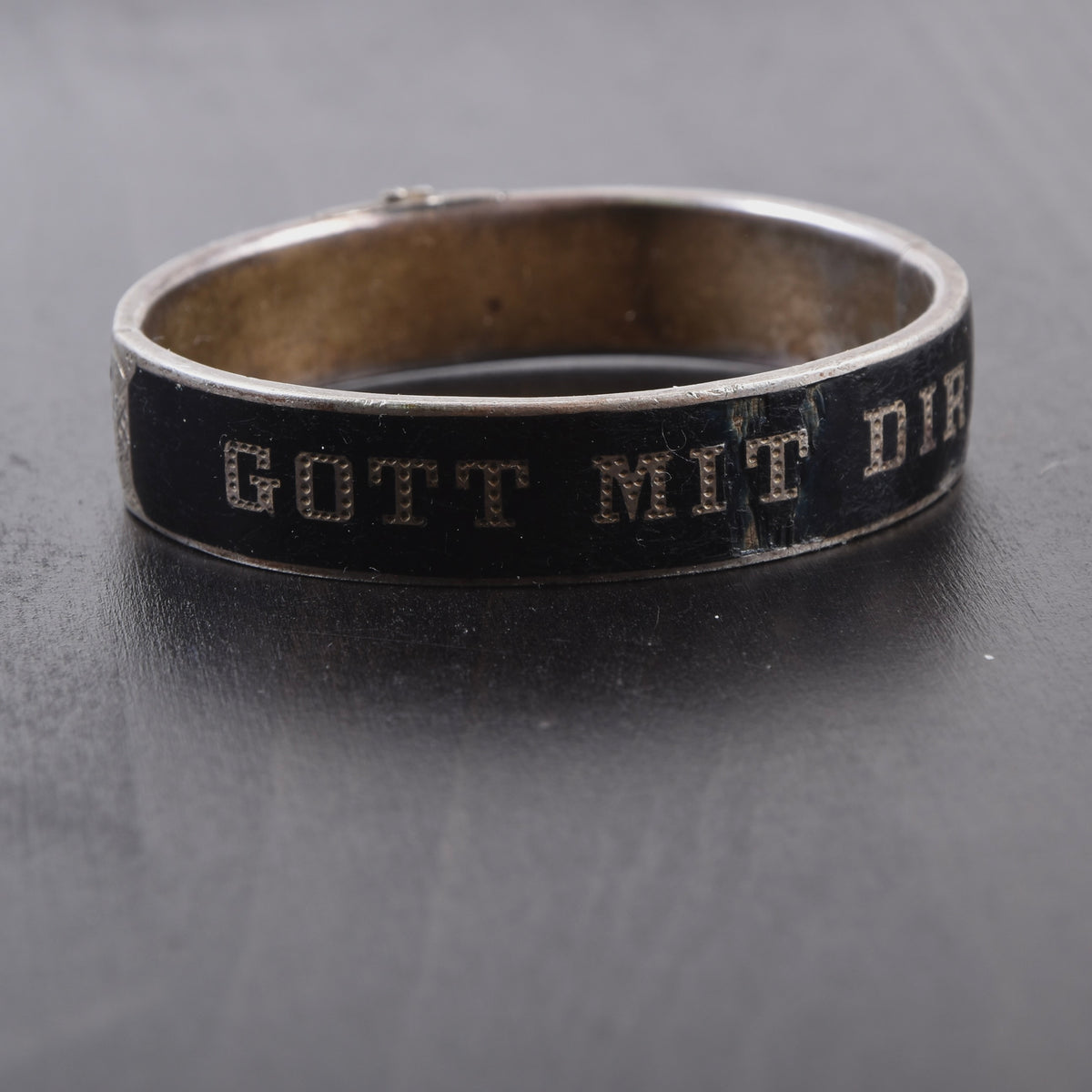 Antique 19. Jh. Historismus GOTT MIT DIR Emaille Armreif