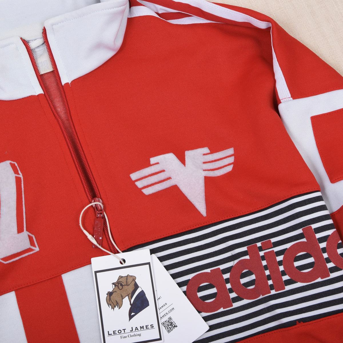 Vintage Silver Label Adidas Trainingsjacke Gr. D5 – Rot/Weiß