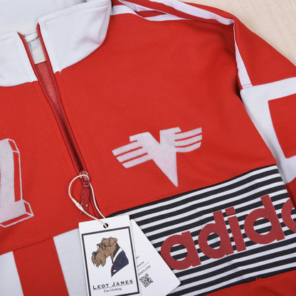Vintage Silver Label Adidas Trainingsjacke Gr. D5 – Rot/Weiß