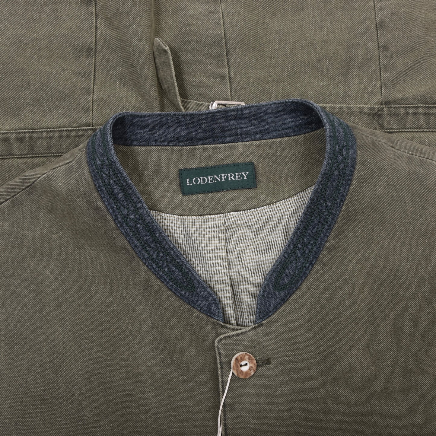 Lodenfrey Cotton Vest/Trachtengilet Chest Size 56 ca. 62cm - Green