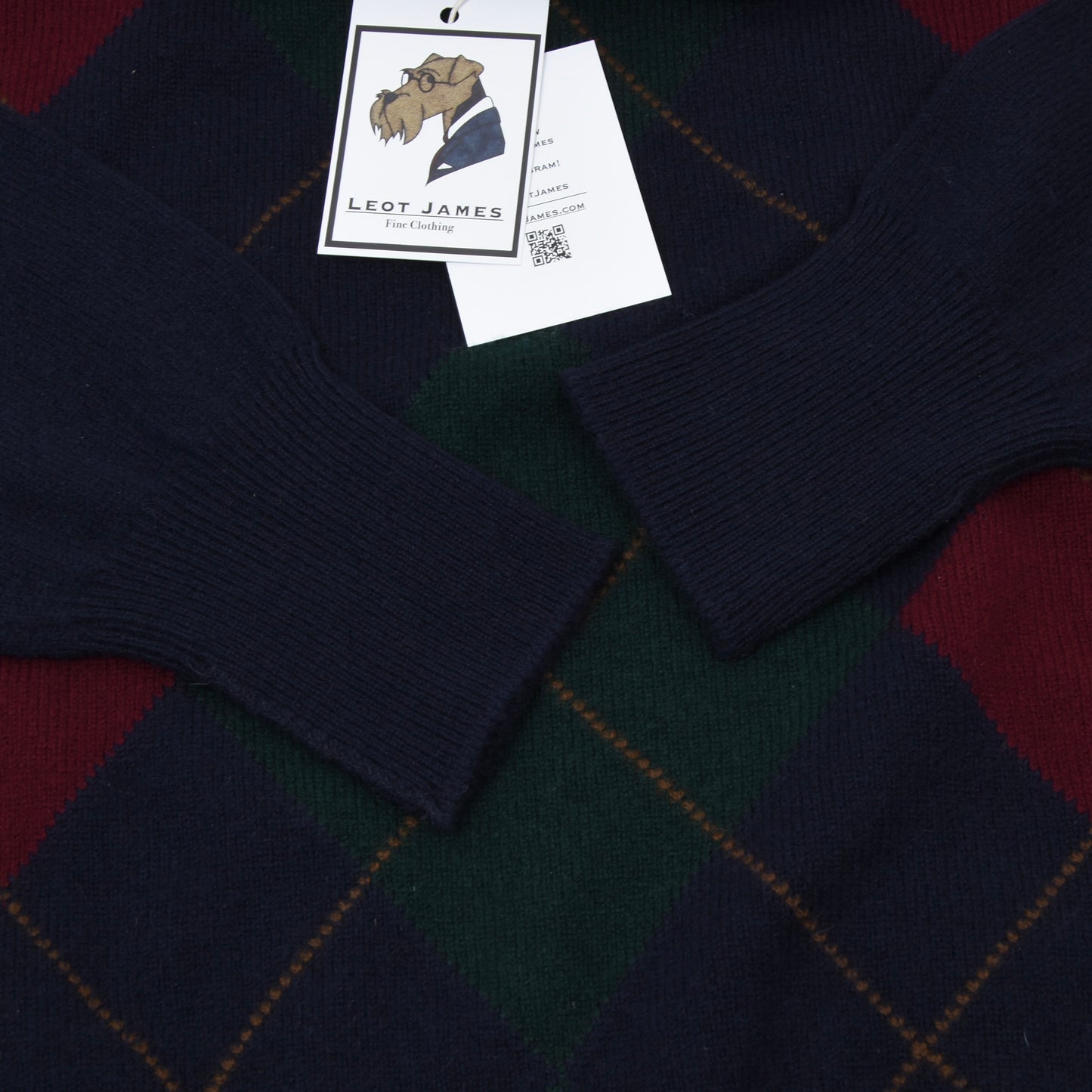 Peter Scott Wool Sweater Size UK38 Chest ca. 53.5cm - Navy Argyle