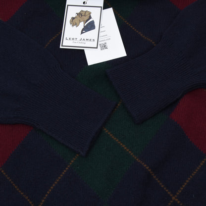Peter Scott Wool Sweater Size UK38 Chest ca. 53.5cm - Navy Argyle