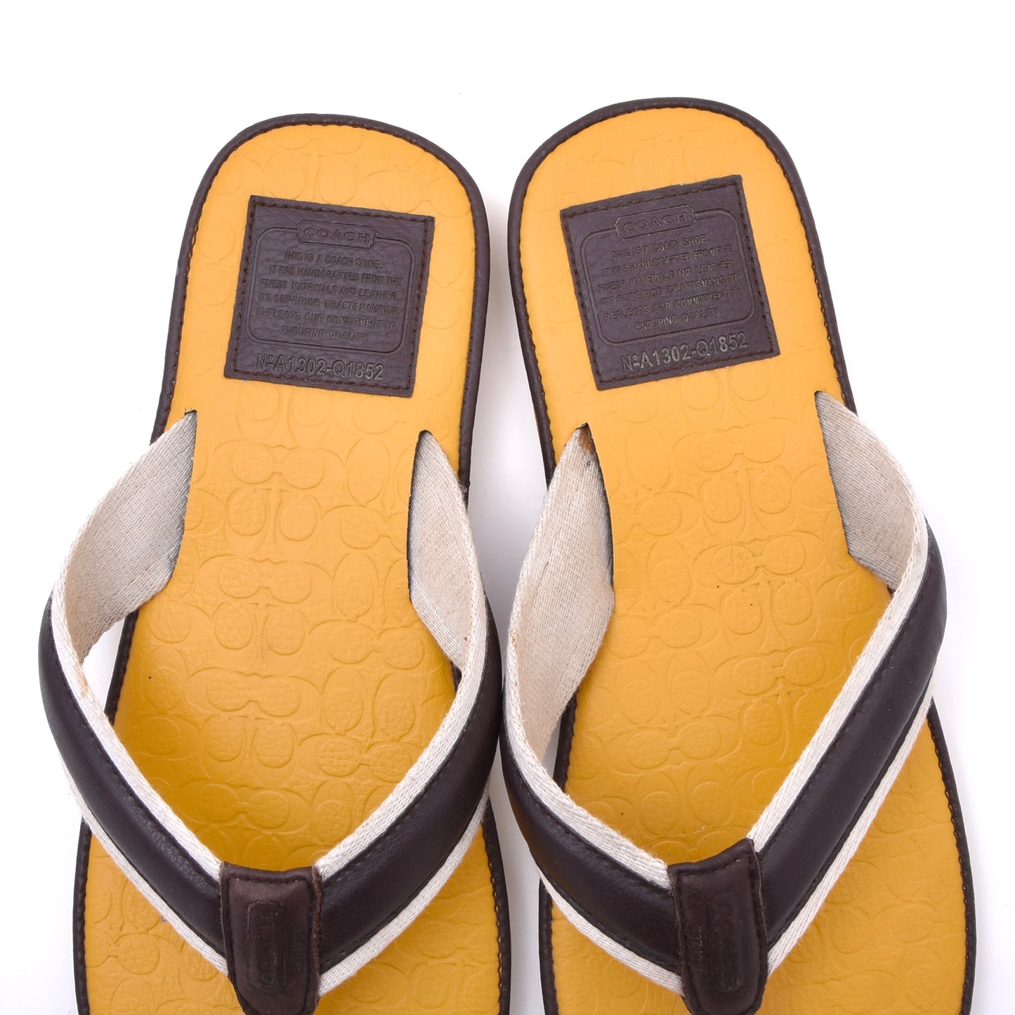 Coach Leder Flip Flops/Sandalen Größe 13 - Gelb