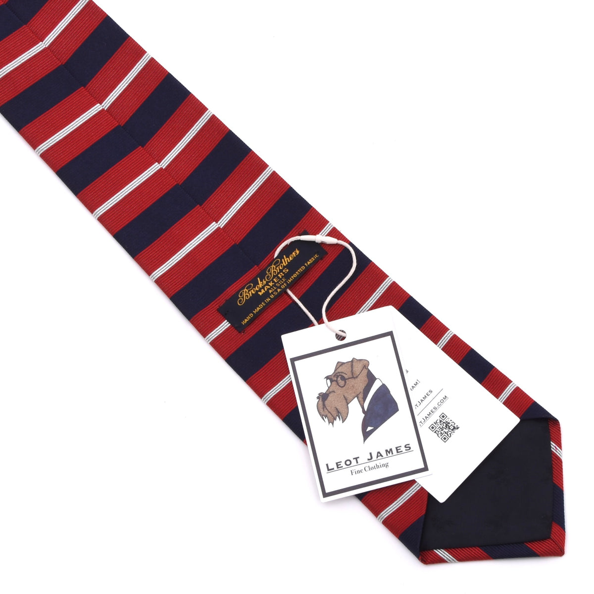 Brooks Brothers 100% Seide Krawatte Made in USA – Marineblau/Rot Streifen