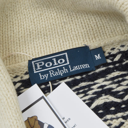 Polo Ralph Lauren Cotton/Angora/Cashmere Shawl Collared Sweater Size M - Reindeer