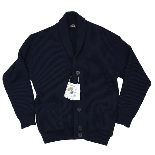 Von Ehr Wool Shawl Collared Cardigan Sweater Size 52 - Navy Blue