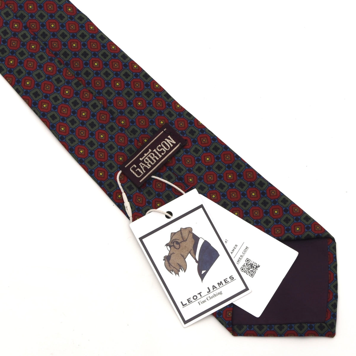 Vintage Garrison Silk Tie Made in the USA - Red/Green/Blue Neat