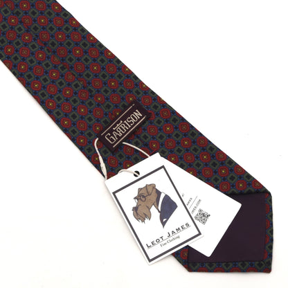 Vintage Garrison Silk Tie Made in the USA - Red/Green/Blue Neat