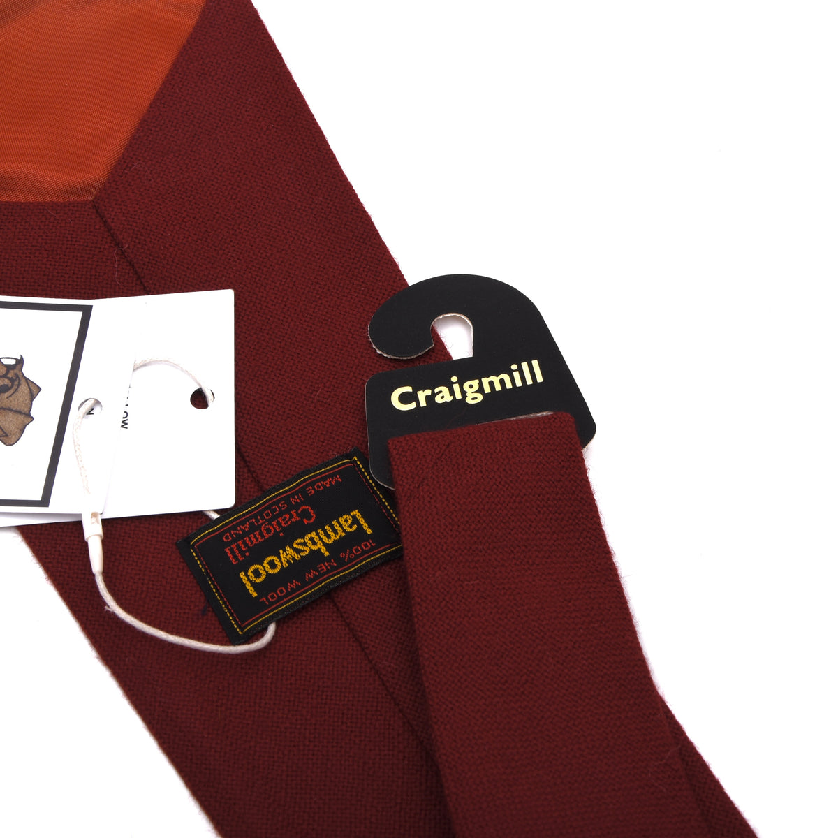 NOS Craigmill Krawatte 100% Schurwolle Made in Scotland – Classic Rot