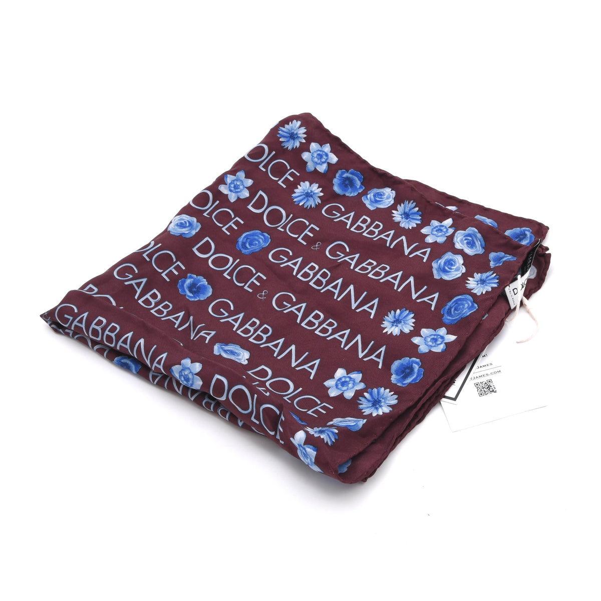 Dolce & Gabbana Seide Einstecktuch 46 cm Made in Italy - Aubergine Spellout