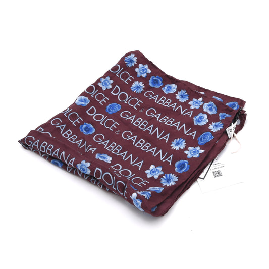 Dolce & Gabbana Seide Einstecktuch 46 cm Made in Italy - Aubergine Spellout