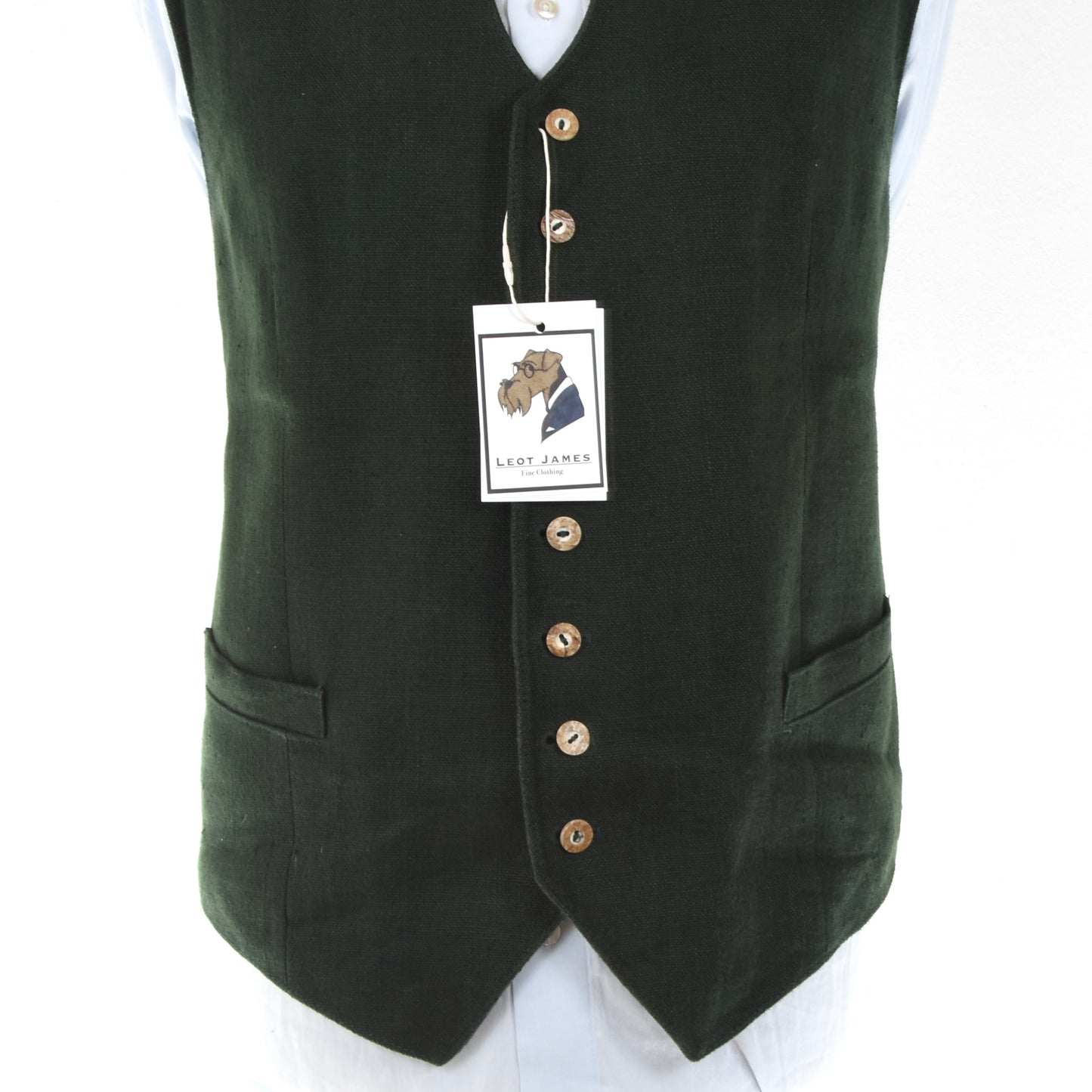 Allwerk Linen Vest/Trachtengilet Size 56 - Green