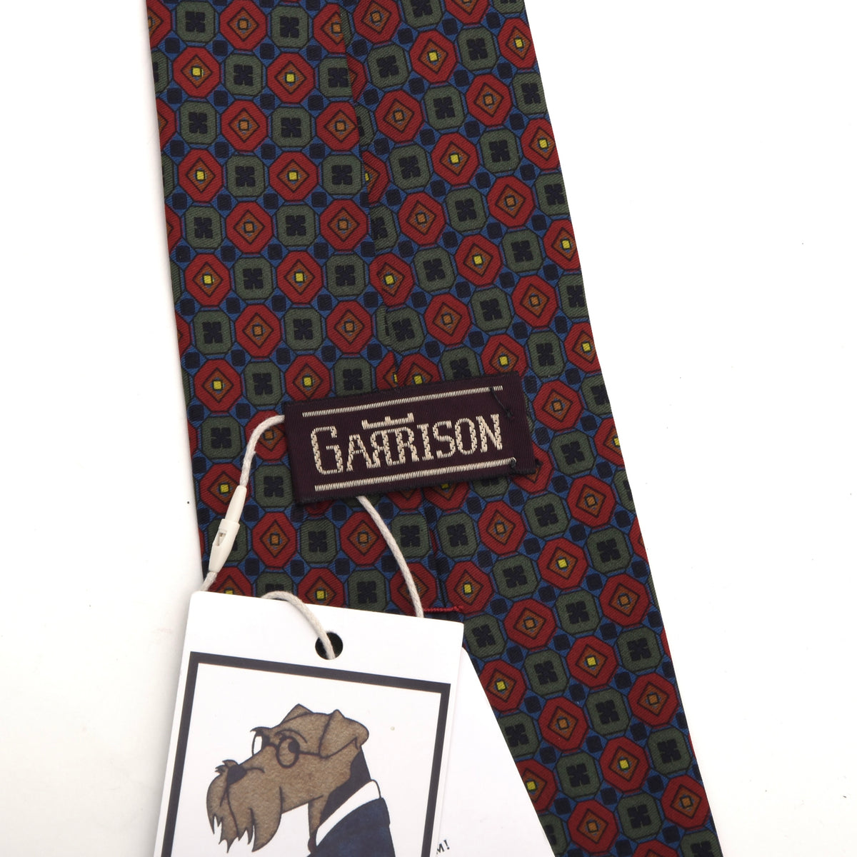 Vintage Garrison Silk Tie Made in the USA - Red/Green/Blue Neat