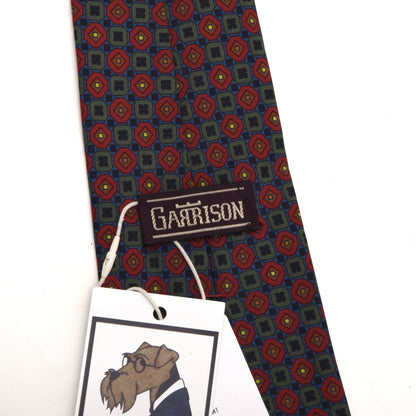 Vintage Garrison Silk Tie Made in the USA - Red/Green/Blue Neat